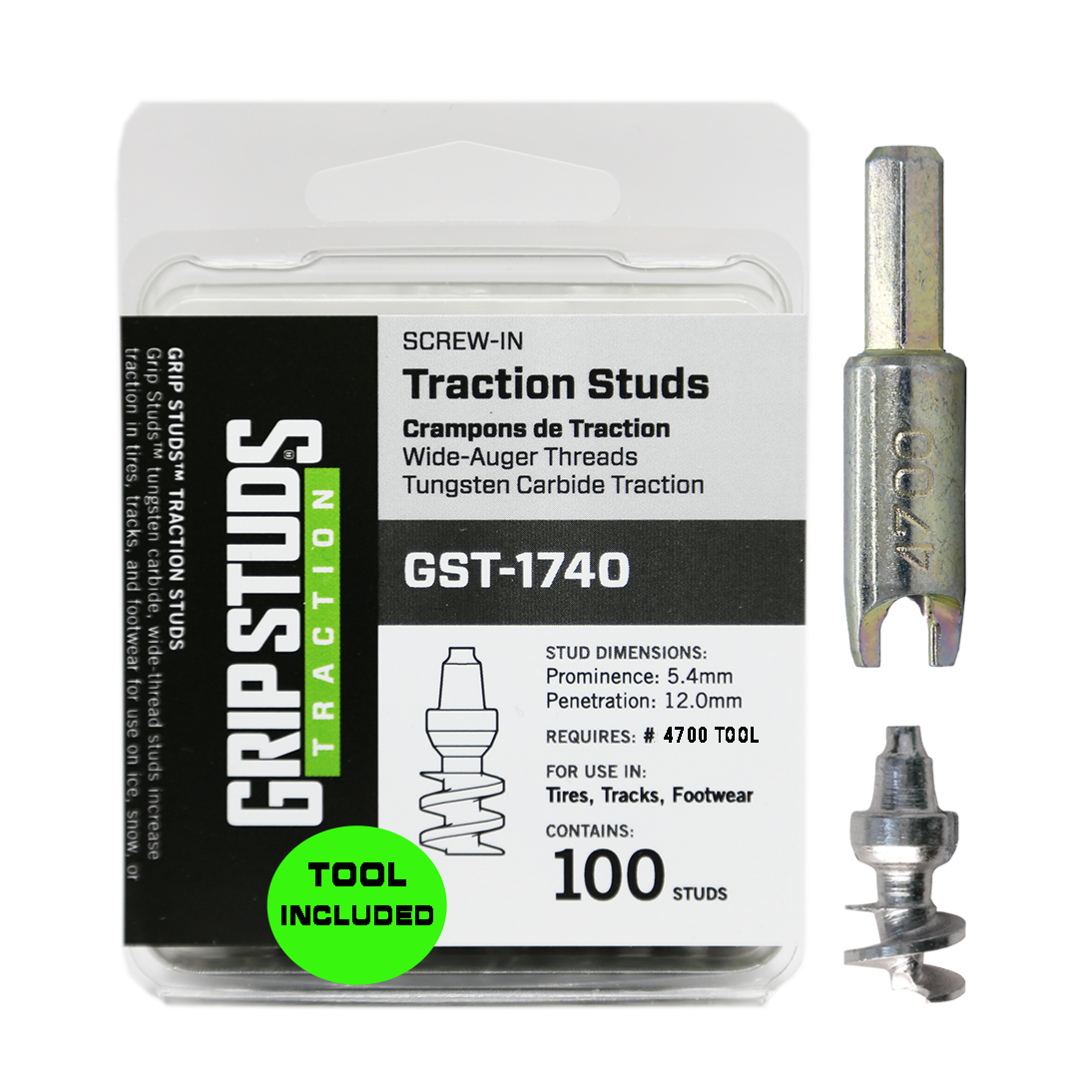 1740 Screw-In Tire Stud  100 W/TOOL